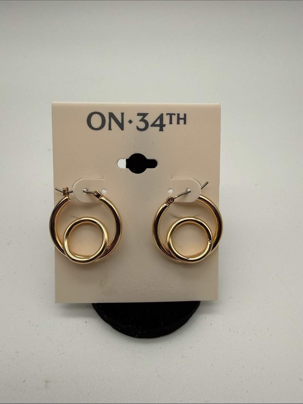 ON·34TH Gold Interlock Hoop Earrings